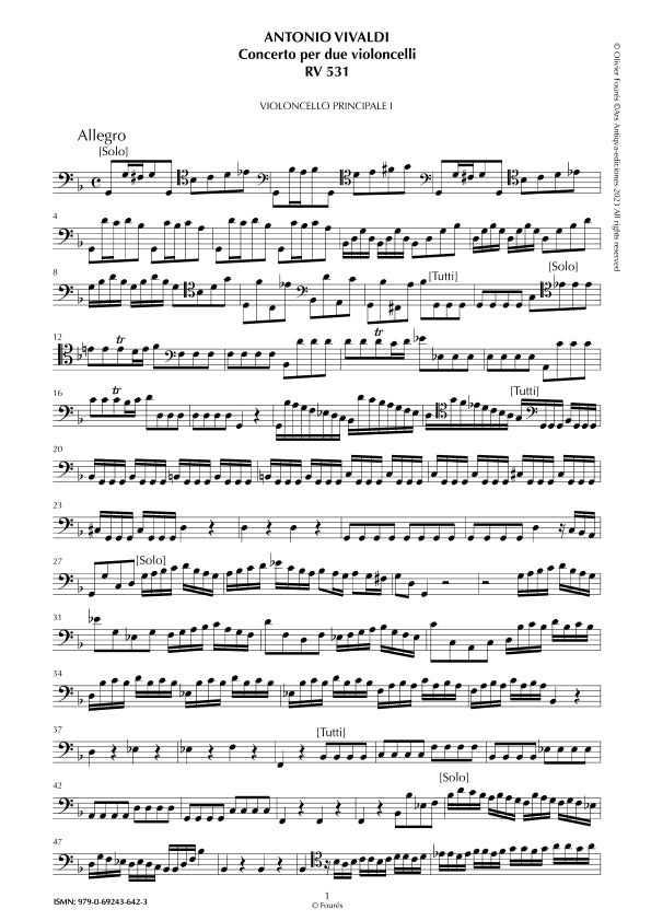 RV 531 Concerto per 2 Violoncelli in sol minore