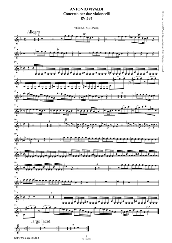 RV 531 Concerto per 2 Violoncelli in sol minore