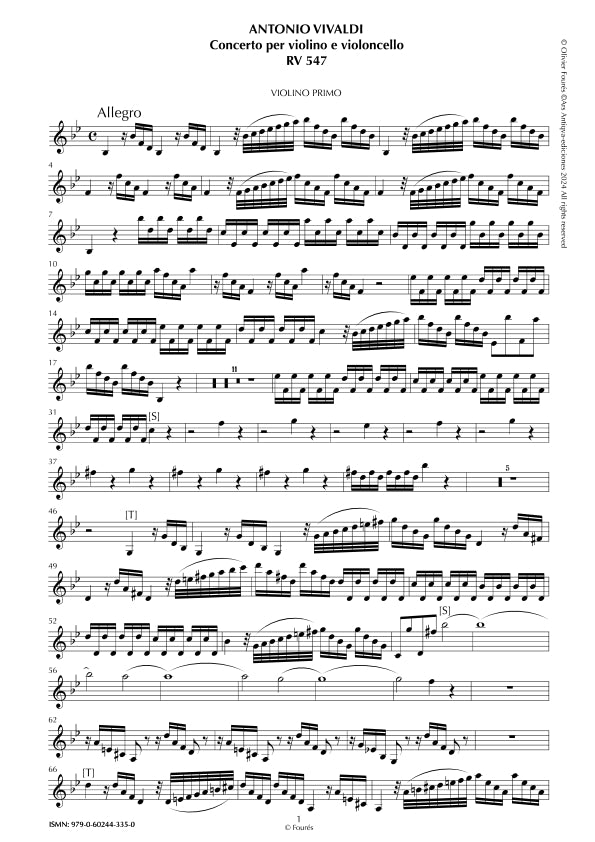 RV 547 Concerto per Violino e Violoncello in Si-b maggiore