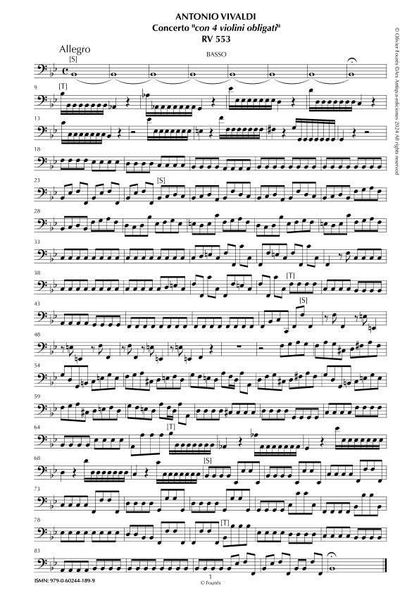 RV 553 Concerto per 4 Violini in Si-b maggiore