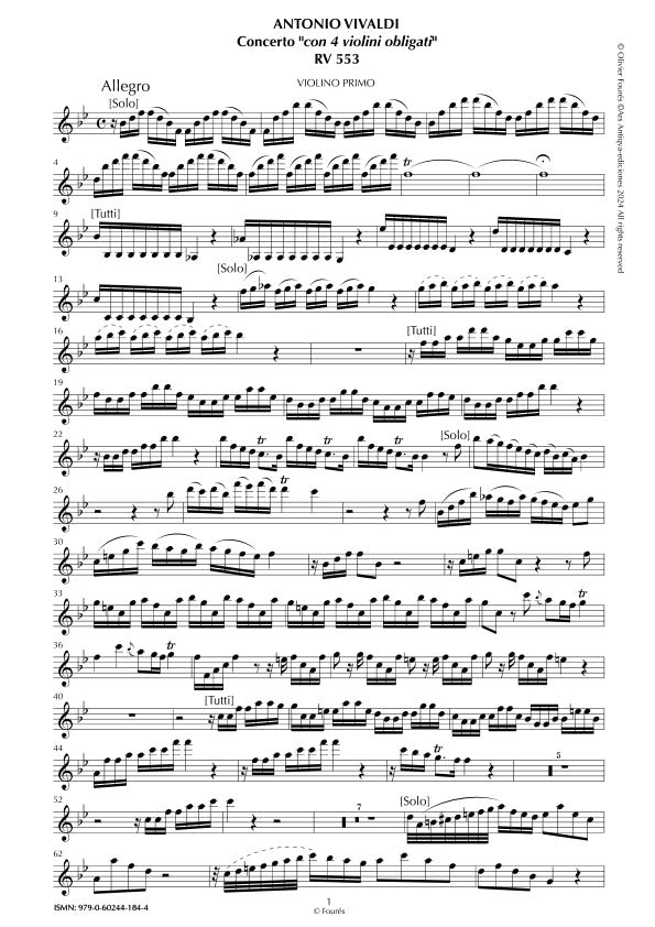 RV 553 Concerto per 4 Violini in Si-b maggiore