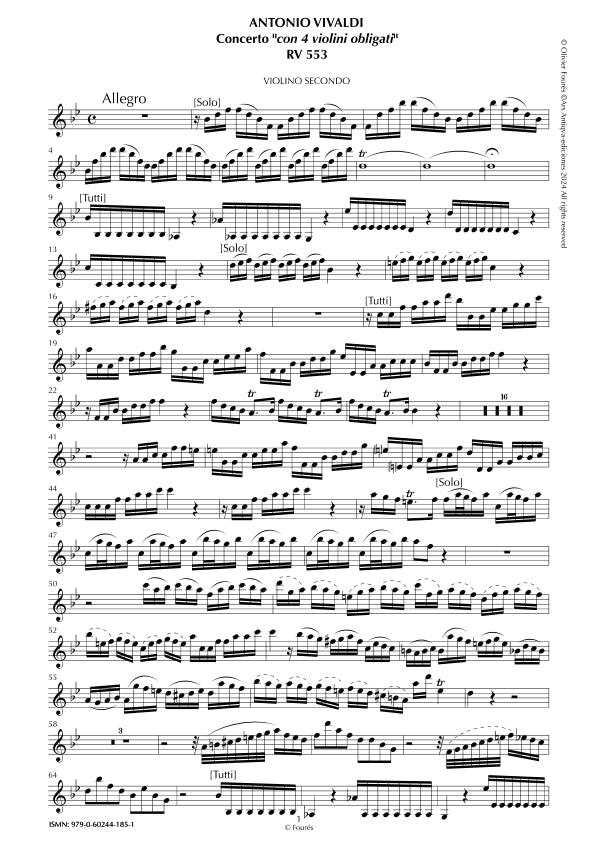 RV 553 Concerto per 4 Violini in Si-b maggiore