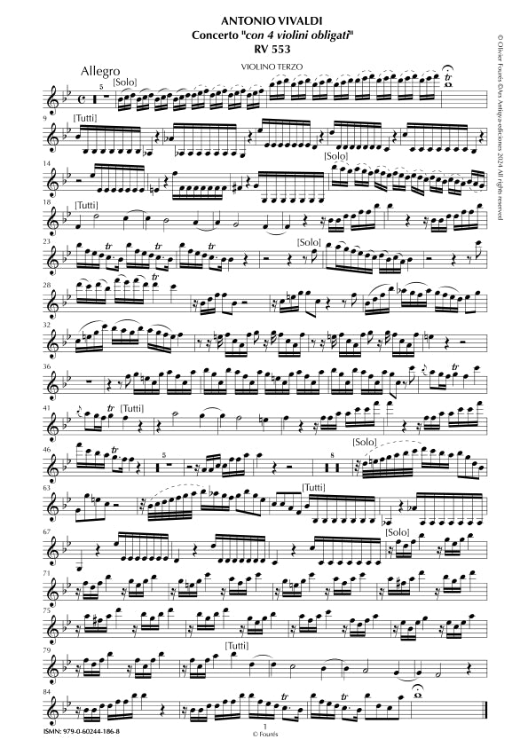 RV 553 Concerto per 4 Violini in Si-b maggiore