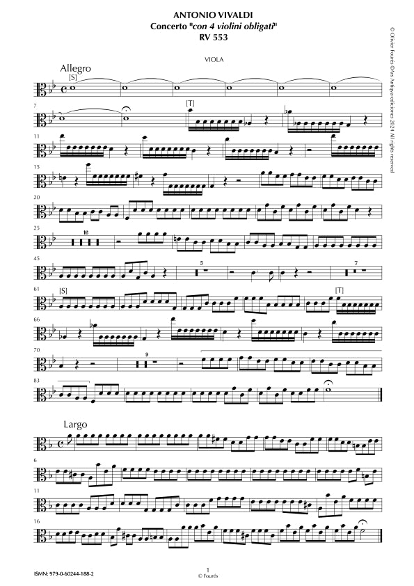 RV 553 Concerto per 4 Violini in Si-b maggiore