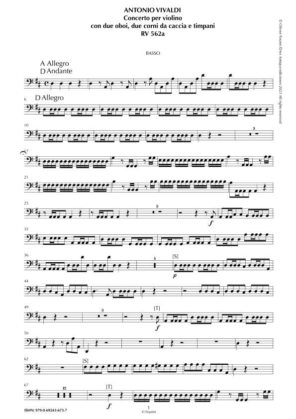 RV 562a Concerto per Violino, con 2 Oboi, 2 Corni da caccia e Timpani in Re maggiore
