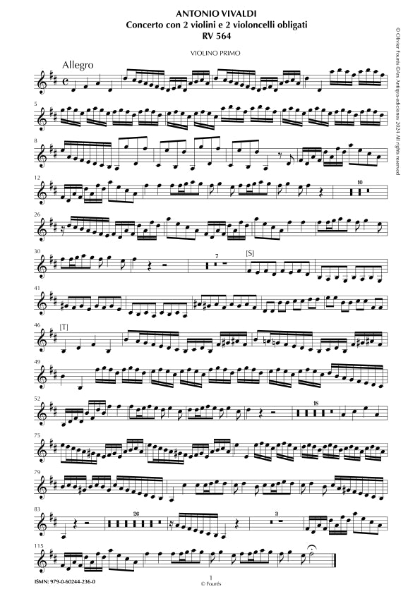 RV 564 Concerto per 2 Violini e 2 Violoncelli in Re maggiore