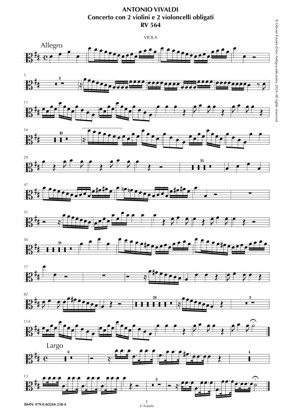 RV 564 Concerto per 2 Violini e 2 Violoncelli in Re maggiore