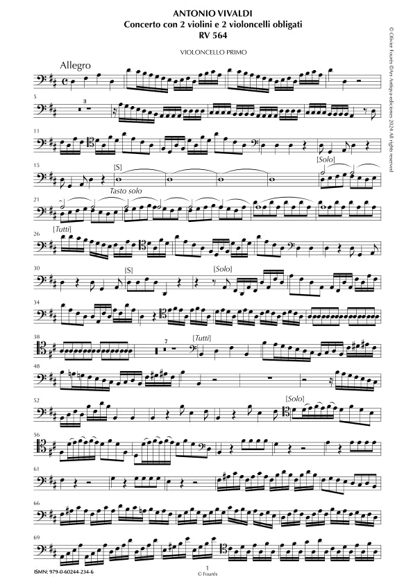RV 564 Concerto per 2 Violini e 2 Violoncelli in Re maggiore