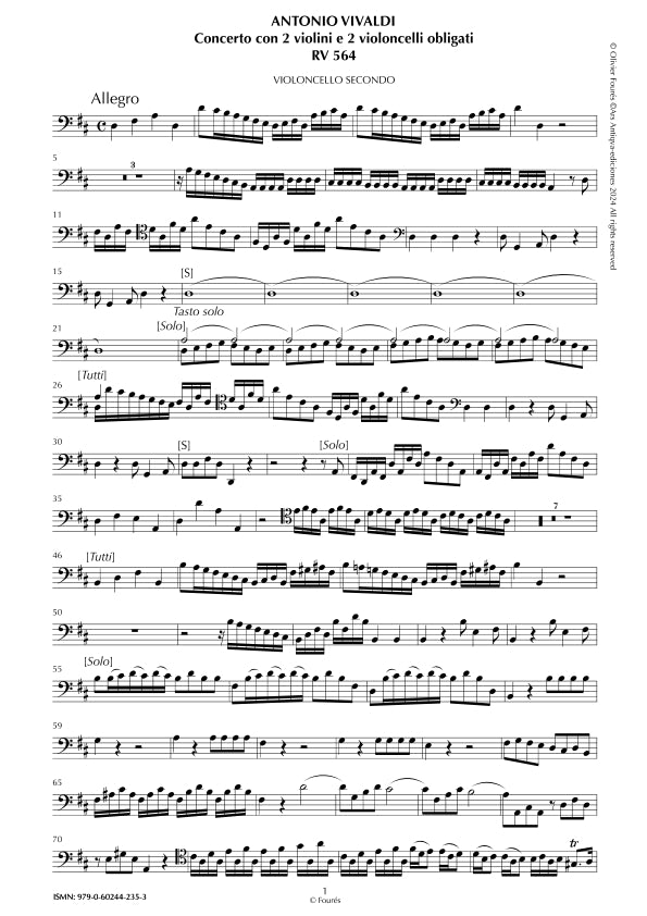 RV 564 Concerto per 2 Violini e 2 Violoncelli in Re maggiore
