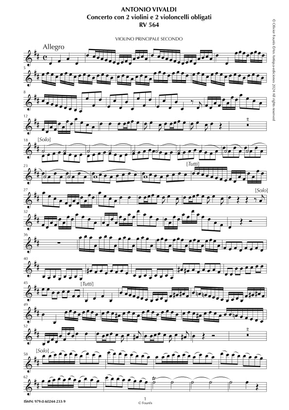 RV 564 Concerto per 2 Violini e 2 Violoncelli in Re maggiore
