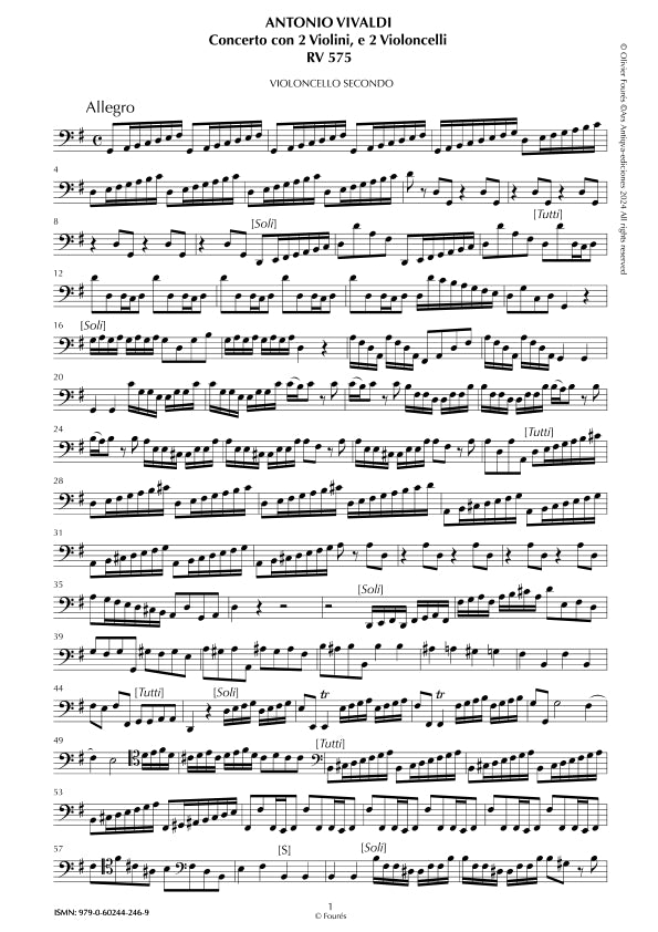 RV 575 Concerto per 2 Violini e 2 Violoncelli in Sol maggiore