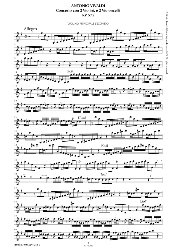 RV 575 Concerto per 2 Violini e 2 Violoncelli in Sol maggiore