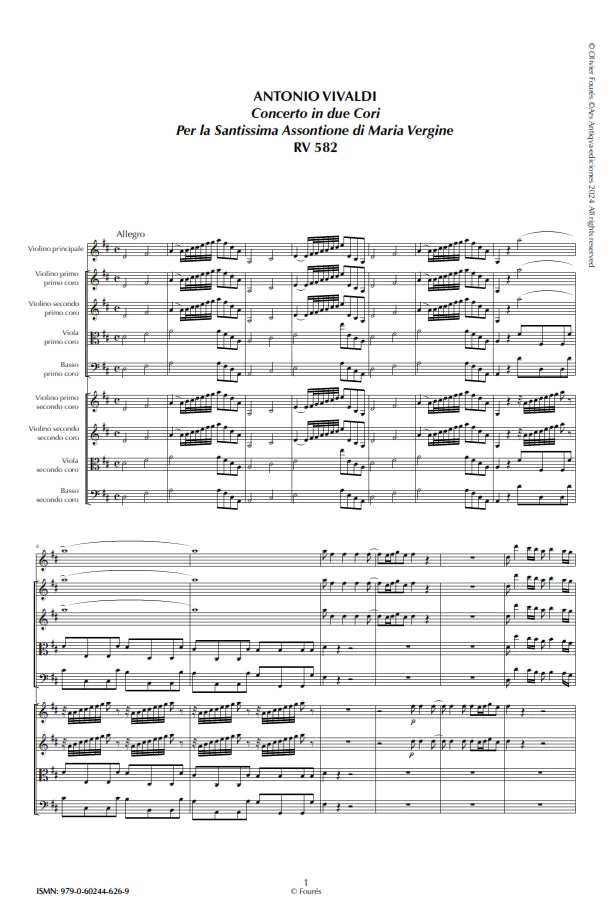 RV 582 Concerto per Violino in 2 cori -per la Santissima Assontione di Maria Vergine- per Anna Maria