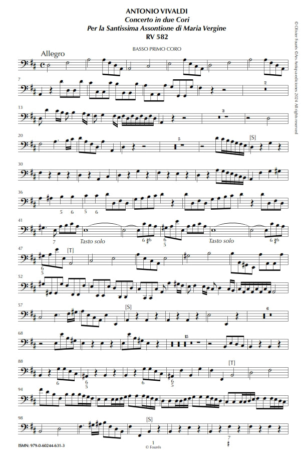 RV 582 Concerto per Violino in 2 cori -per la Santissima Assontione di Maria Vergine- per Anna Maria
