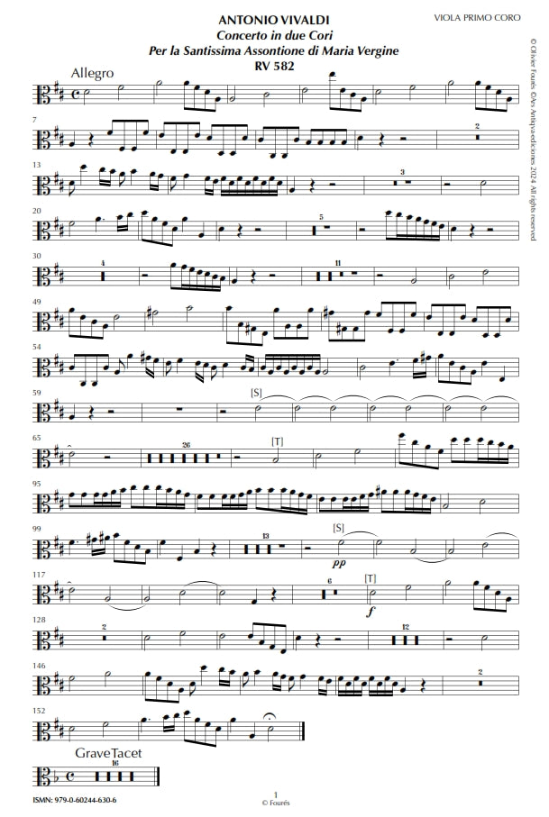 RV 582 Concerto per Violino in 2 cori -per la Santissima Assontione di Maria Vergine- per Anna Maria