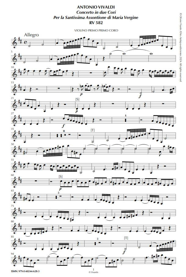 RV 582 Concerto per Violino in 2 cori -per la Santissima Assontione di Maria Vergine- per Anna Maria