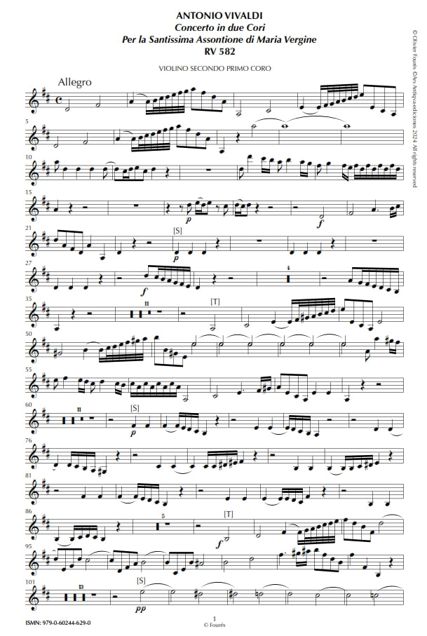 RV 582 Concerto per Violino in 2 cori -per la Santissima Assontione di Maria Vergine- per Anna Maria