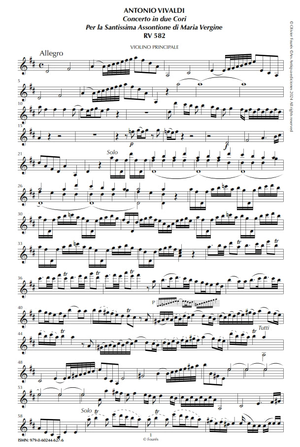 RV 582 Concerto per Violino in 2 cori -per la Santissima Assontione di Maria Vergine- per Anna Maria