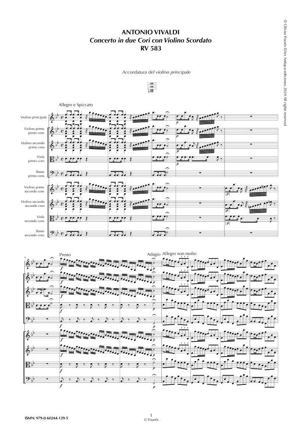 RV 583 Concerto per Violino in SI-b maggiore -in 2 cori con Violino scordato-
