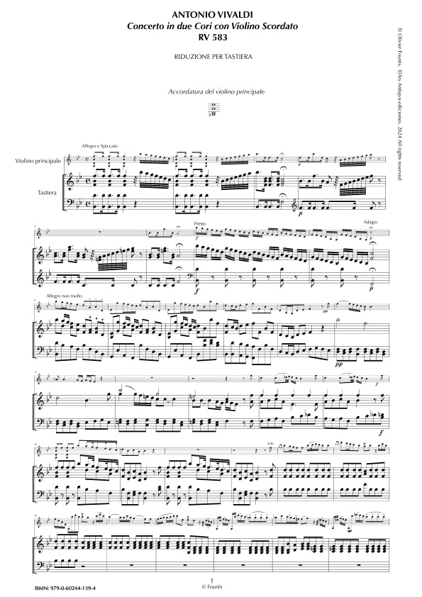 RV 583 Concerto per Violino in SI-b maggiore -in 2 cori con Violino scordato-