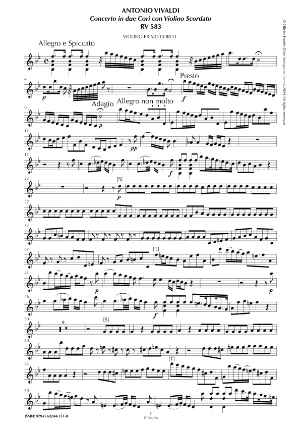 RV 583 Concerto per Violino in SI-b maggiore -in 2 cori con Violino scordato-