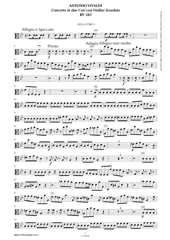 RV 583 Concerto per Violino in SI-b maggiore -in 2 cori con Violino scordato-