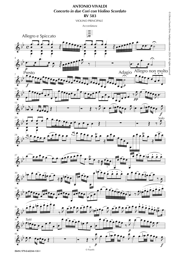 RV 583 Concerto per Violino in SI-b maggiore -in 2 cori con Violino scordato-