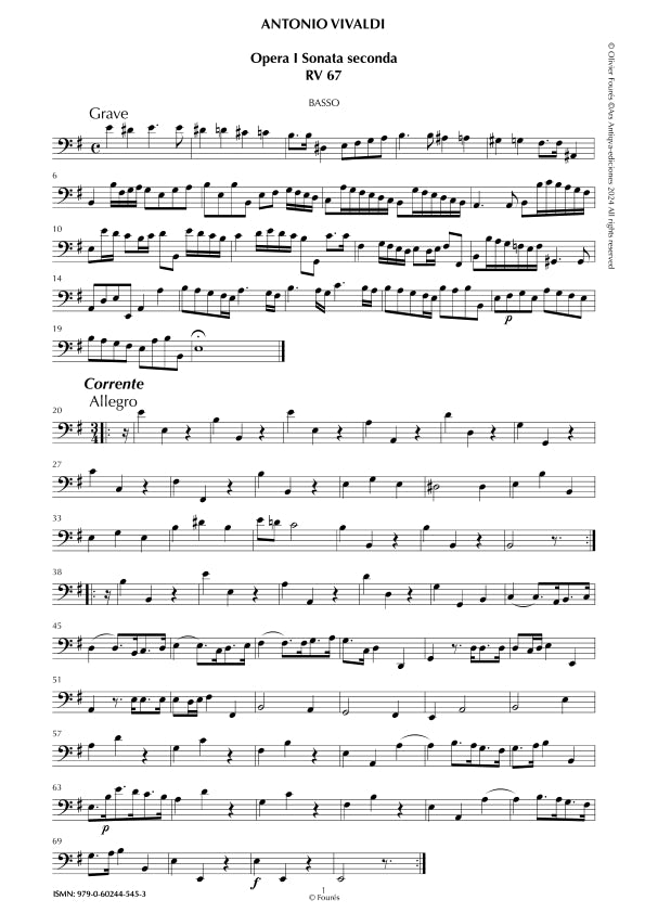 RV 67 Sonata per 2 Violini e Basso in mi minore op. 1/2