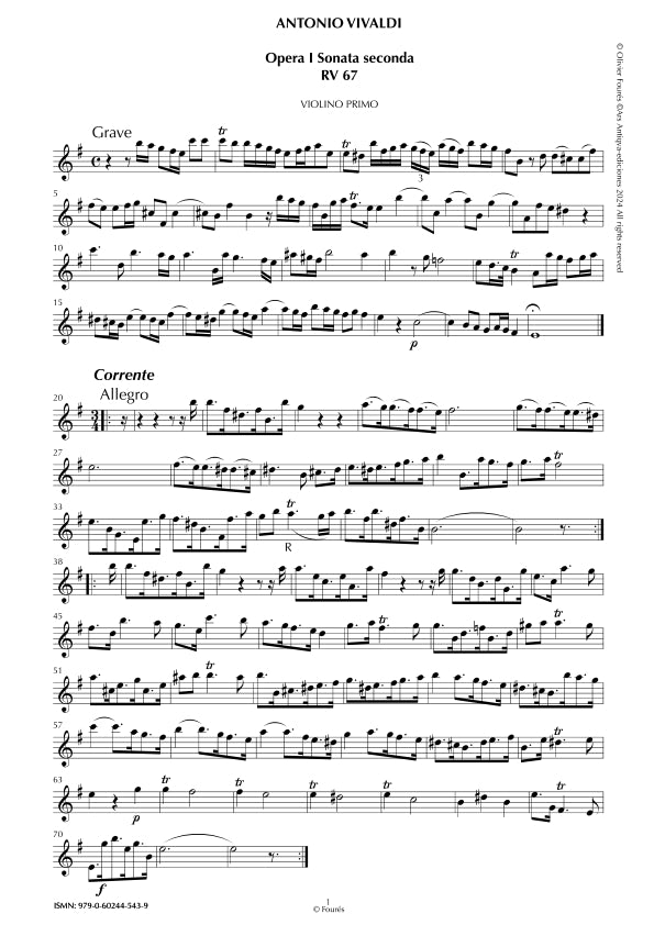 RV 67 Sonata per 2 Violini e Basso in mi minore op. 1/2