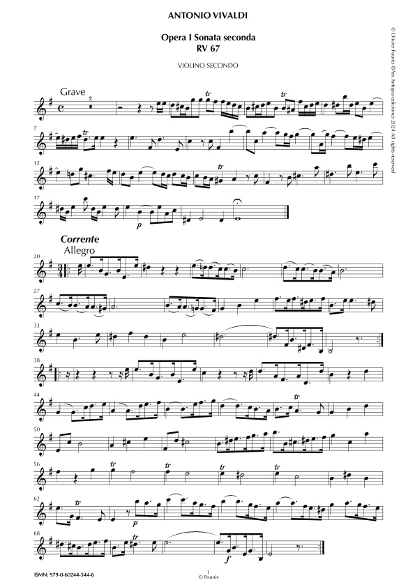RV 67 Sonata per 2 Violini e Basso in mi minore op. 1/2