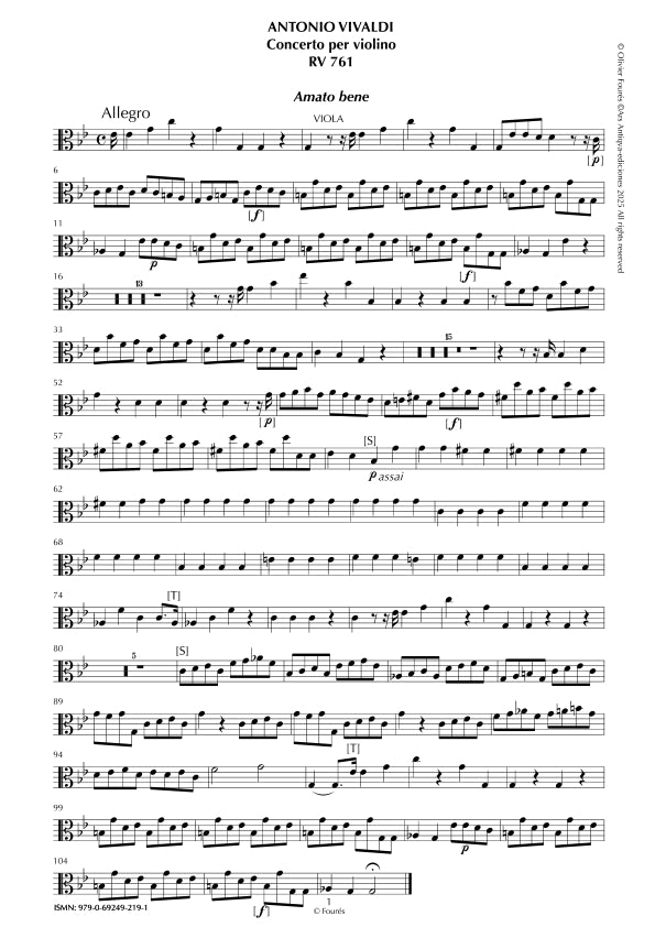 RV 761 Concerto per Violino in do minore -AMATO BENE-