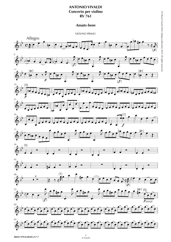 RV 761 Concerto per Violino in do minore -AMATO BENE-