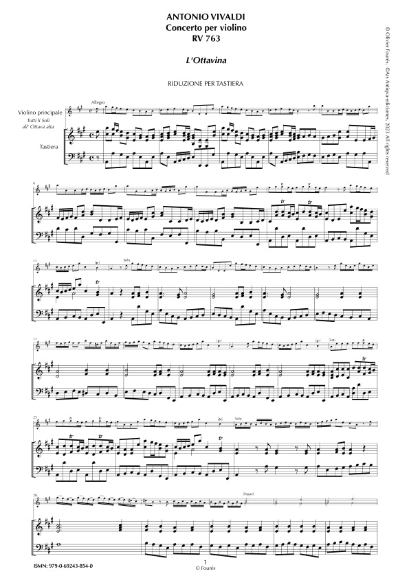 RV 763 Concerto per Violino in La maggiore -L´OTTAVINA-