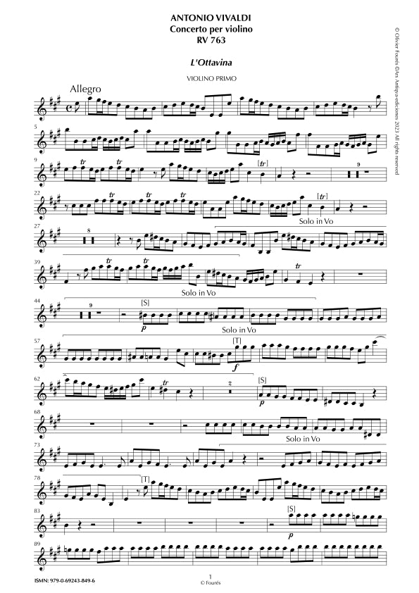 RV 763 Concerto per Violino in La maggiore -L´OTTAVINA-
