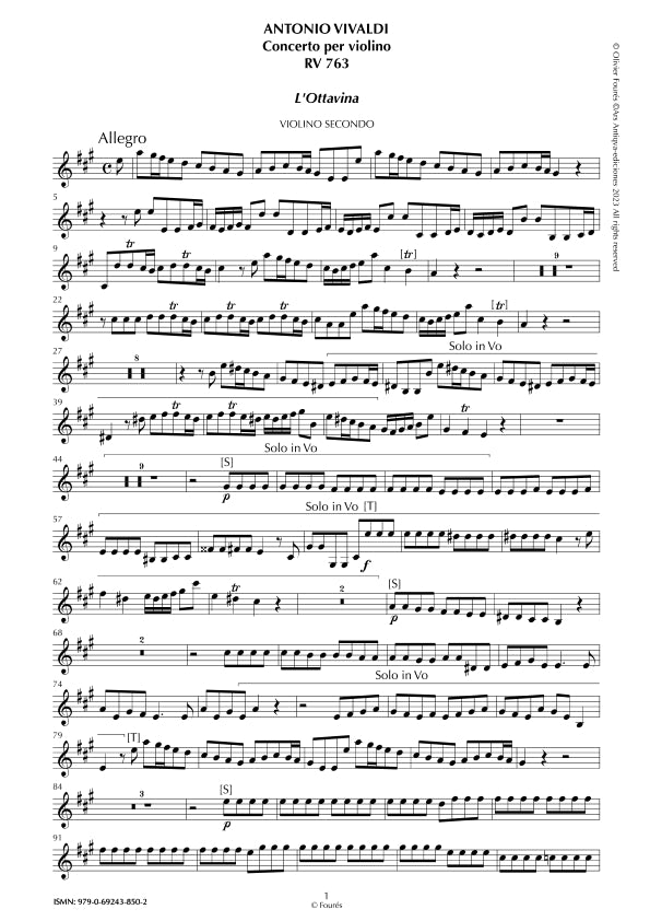RV 763 Concerto per Violino in La maggiore -L´OTTAVINA-