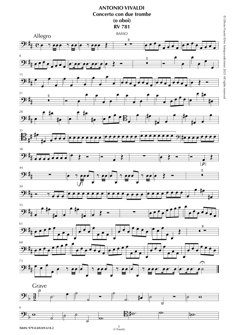 RV 781 Concerto per 2 Trombe (o Oboi) in Re maggiore