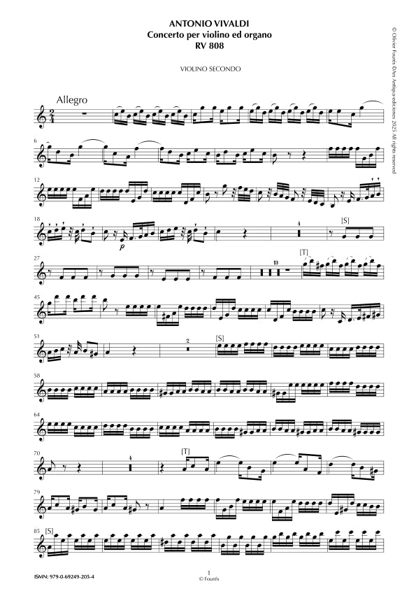 RV 808 Concerto per Violino e Organo in Do maggiore -ricostruzione Olivier Fourés-
