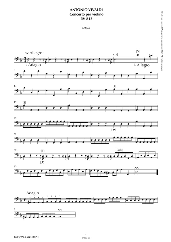RV 813 Concerto per Violino in re minore