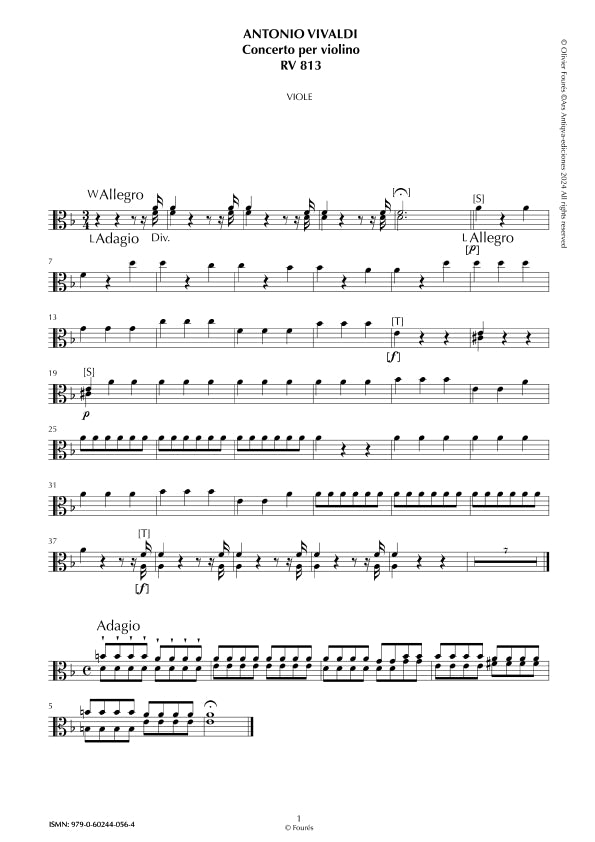 RV 813 Concerto per Violino in re minore