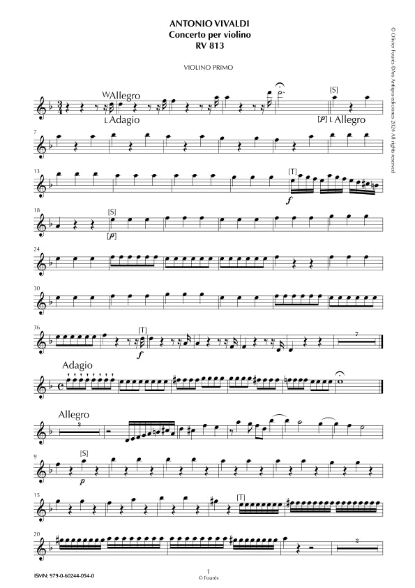 RV 813 Concerto per Violino in re minore