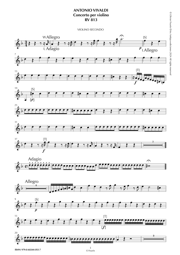 RV 813 Concerto per Violino in re minore