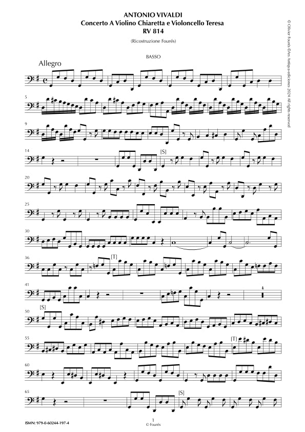RV 814 Concerto per Violino e Violoncello in Si-b maggiore per Chiareta e Teresa