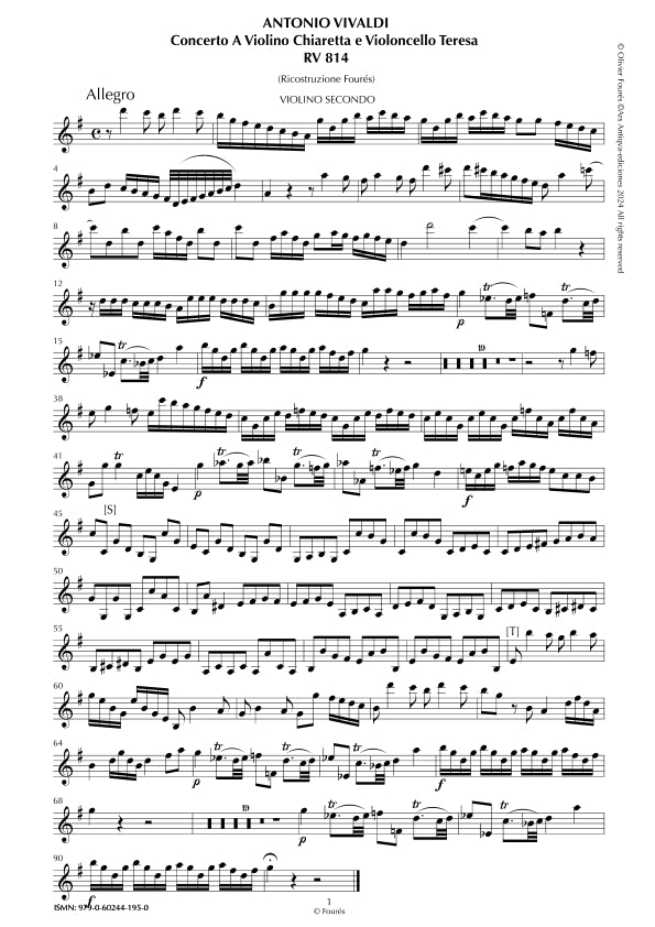 RV 814 Concerto per Violino e Violoncello in Si-b maggiore per Chiareta e Teresa