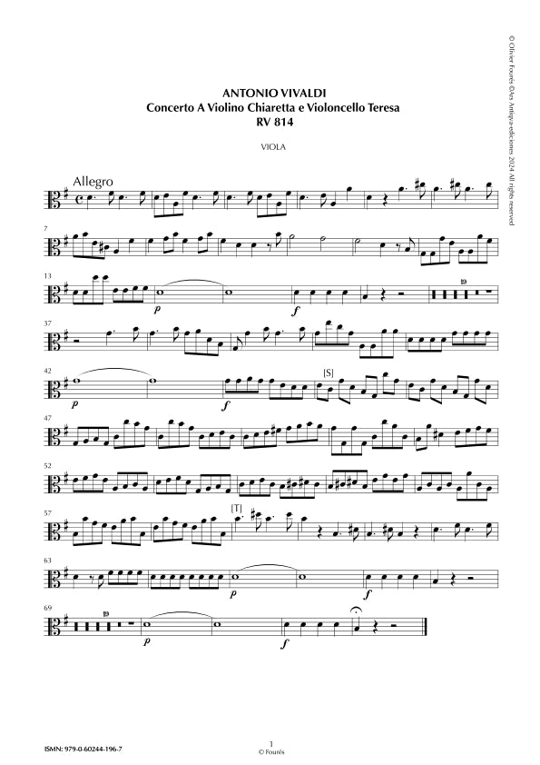 RV 814 Concerto per Violino e Violoncello in Si-b maggiore per Chiareta e Teresa