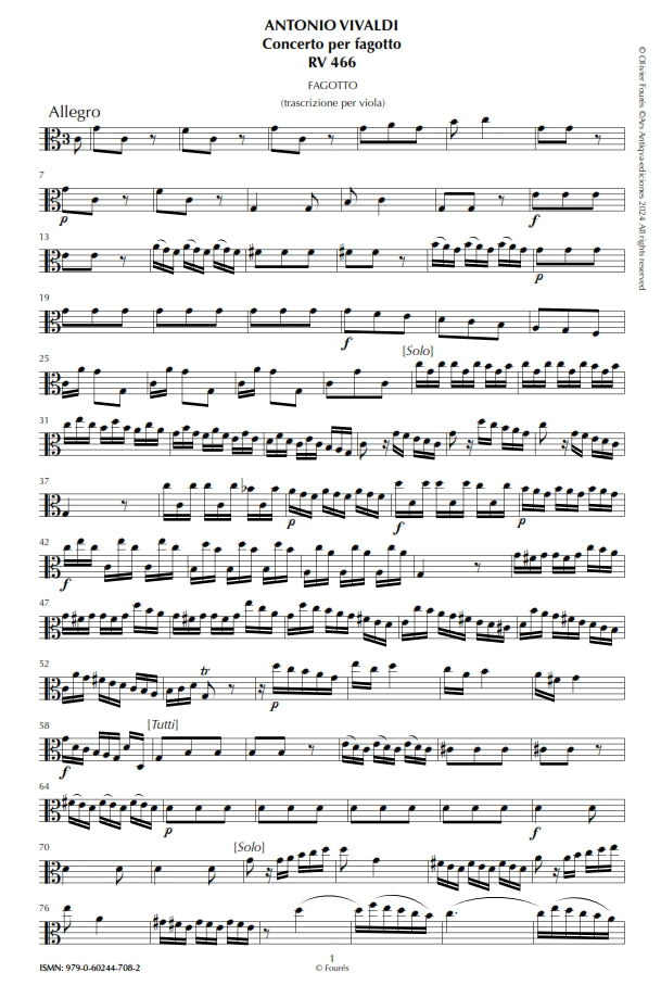CONCERTI E SONATE PER VIOLA VOL.2. TRANSCRIZIONE DEI CONCERTI PER FAGOTTO