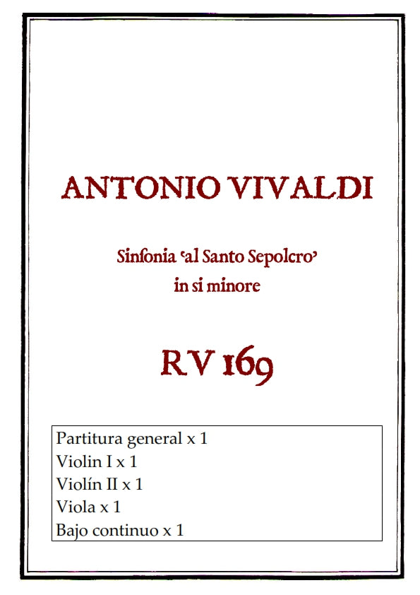 RV 169 Sinfonia AL SANTO SEPOLCRO in si minore