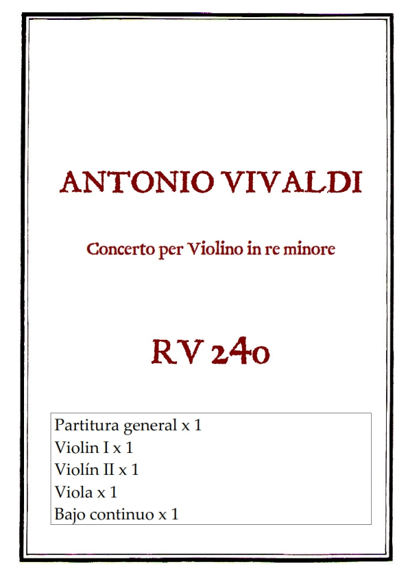 RV 240 Concerto per Violino in re minore