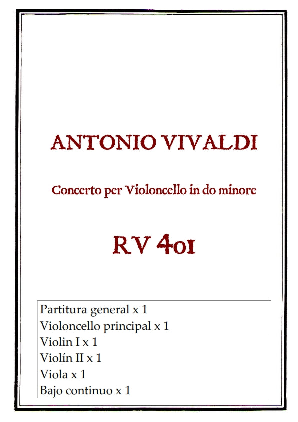 RV 401 Concerto per Violoncello in do minore