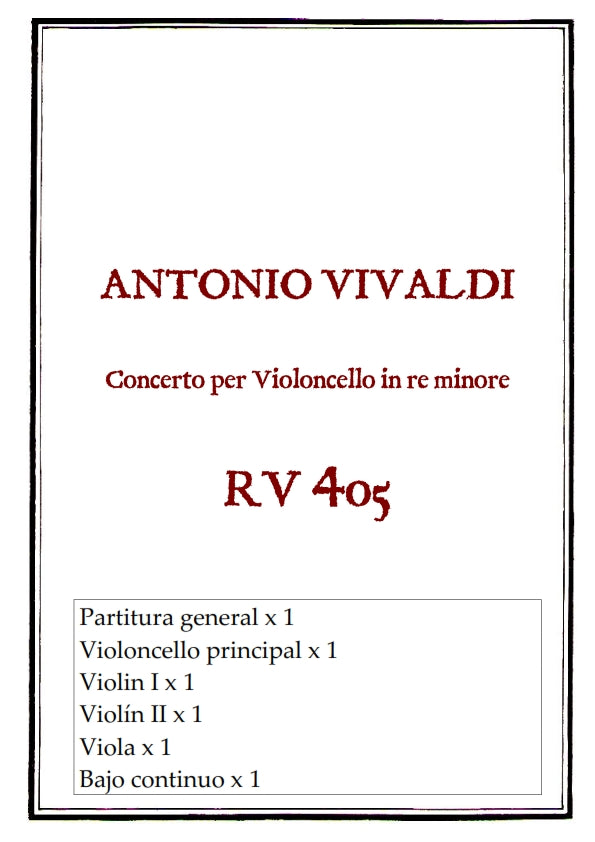 RV 405 Concerto per Violoncello in re minore