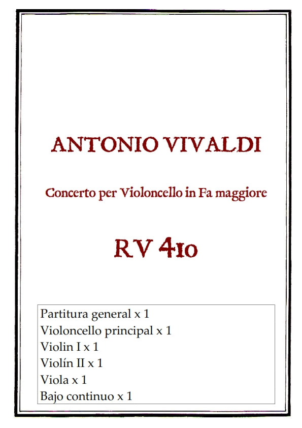 RV 410 Concerto per Violoncello in Fa maggiore